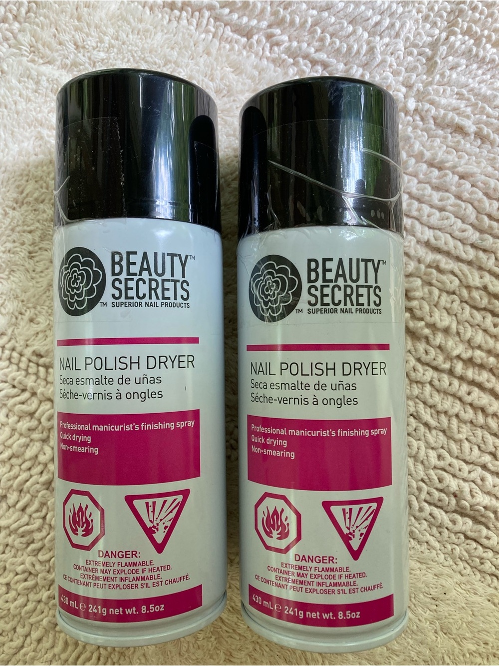 S/2 Beauty Secrets Nail Polish Dryer Finishing Spray NEW